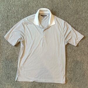 Greg Norman Collection Men’s White and Black Striped Polo Golf Shirt Size L